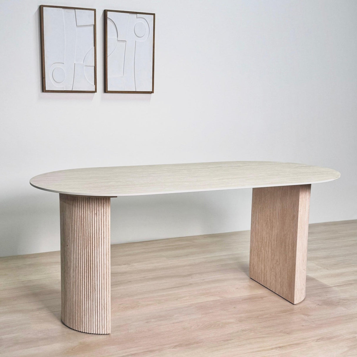 Table de salle à manger Jimi 180x90 cm travertin beige