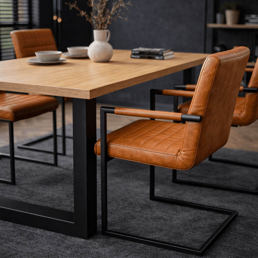 Eettafel Lenzo Rustiek Eiken - Zwarte U-poot