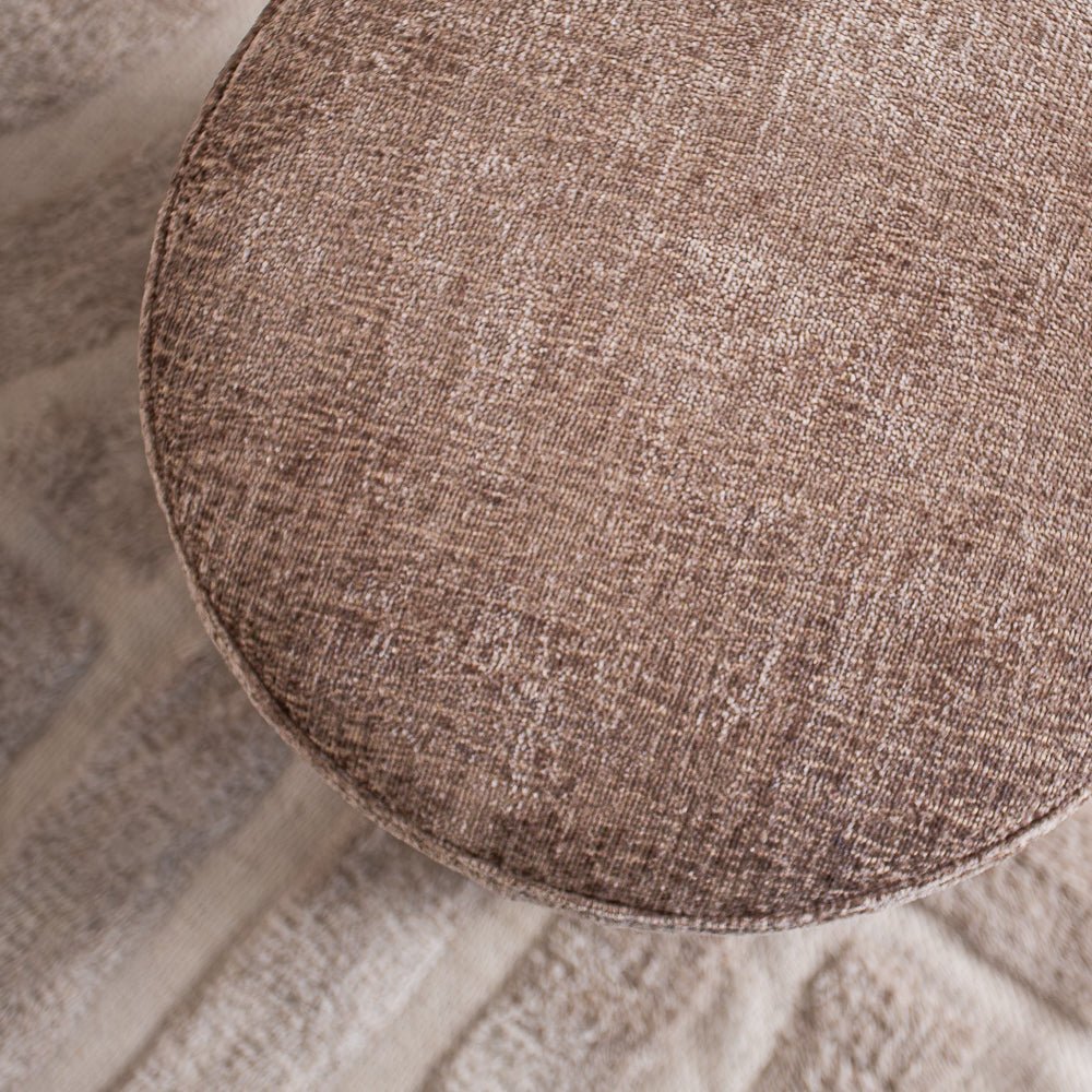 Tissu chenille Hockers-Hocker taupe - 40x40x35 cm - Mara-Dimehouse