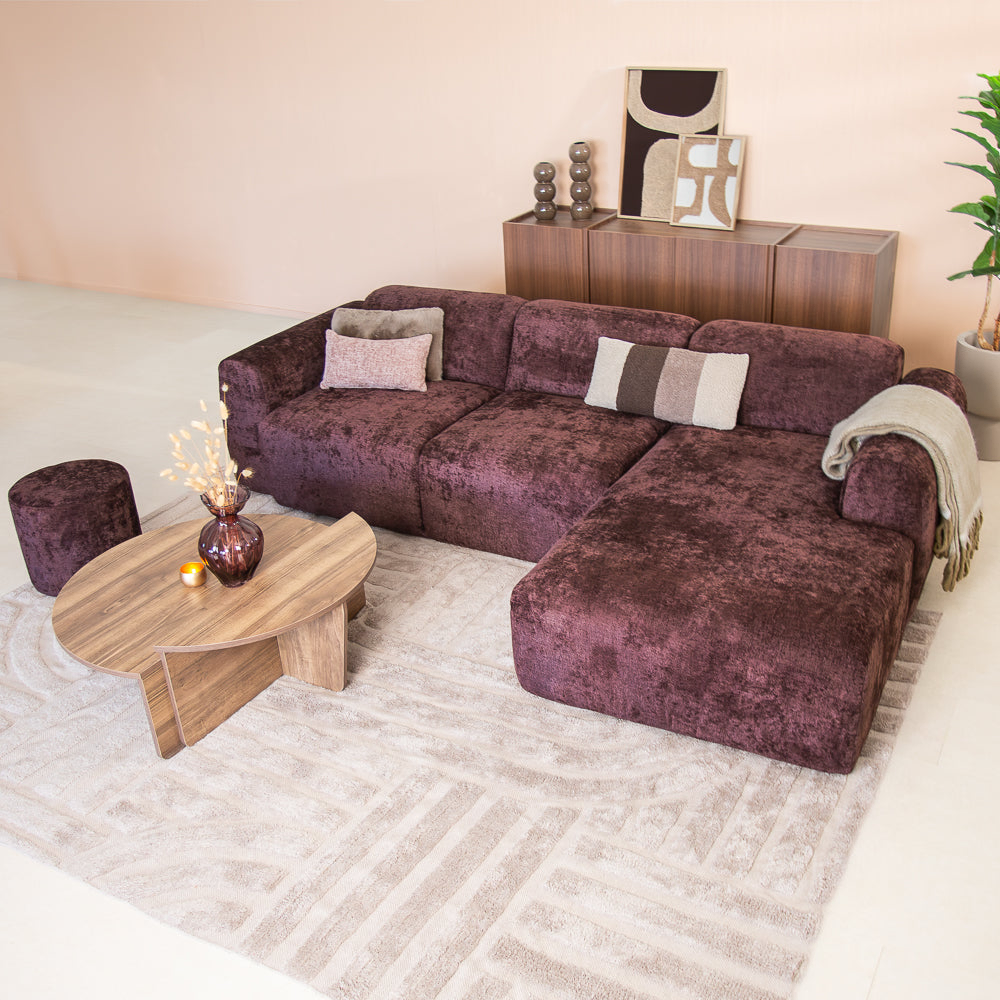 Hoekbank paars chenille stof - 292x170 cm - Shane - rechts