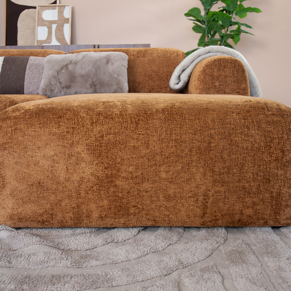 Hoekbank oker chenille stof - 292x170 cm - Shane - rechts