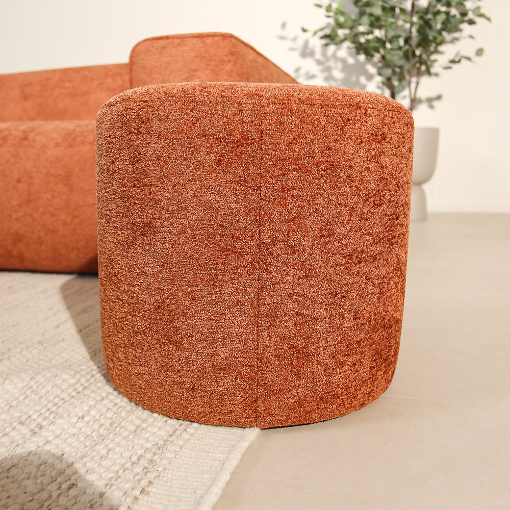 Poefs-Ronde poef koper chenille bouclé - 40x40x35 cm - Veya-Dimehouse