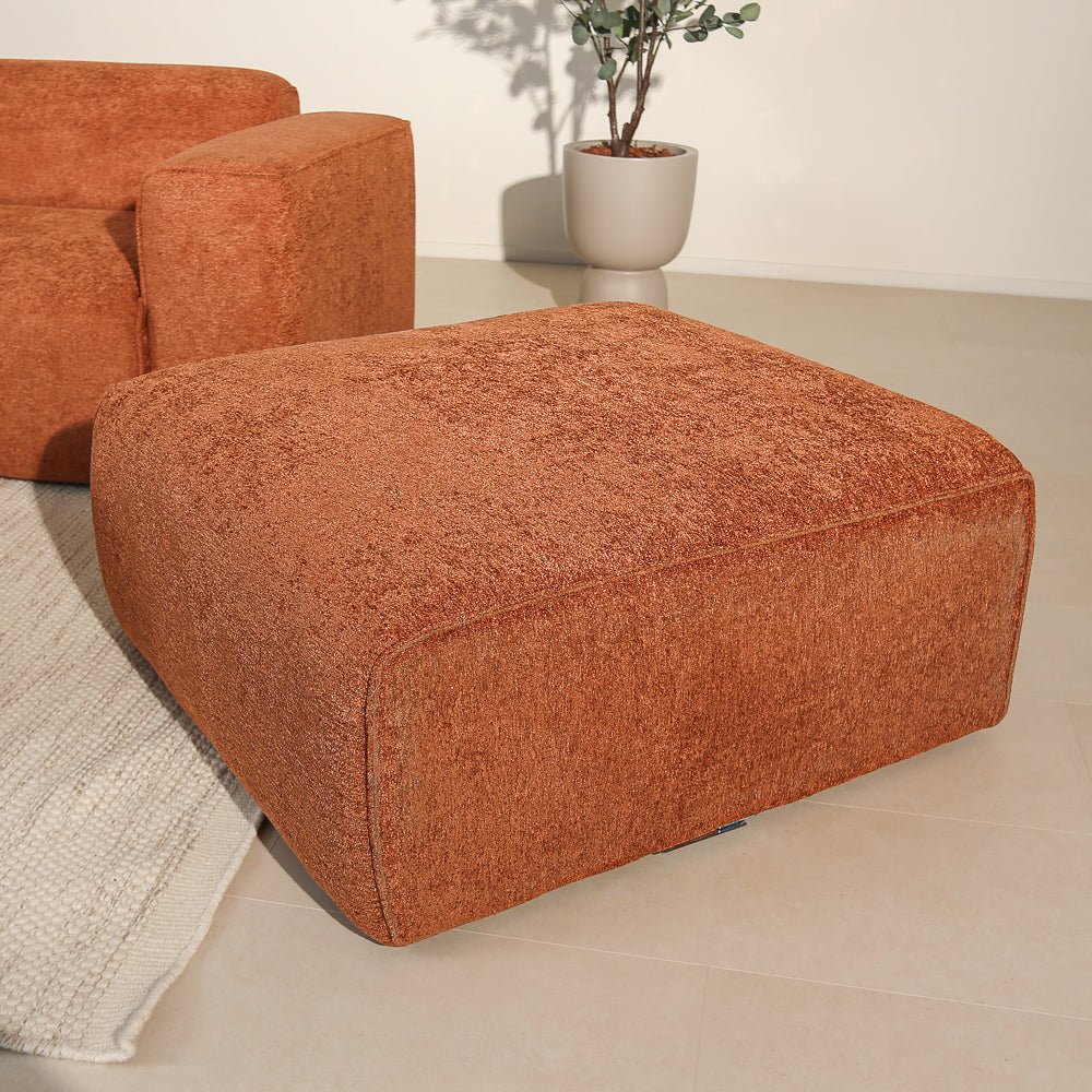 Hockers-Hocker koper chenille bouclé - 98x88x43 cm - Jaylen-Dimehouse