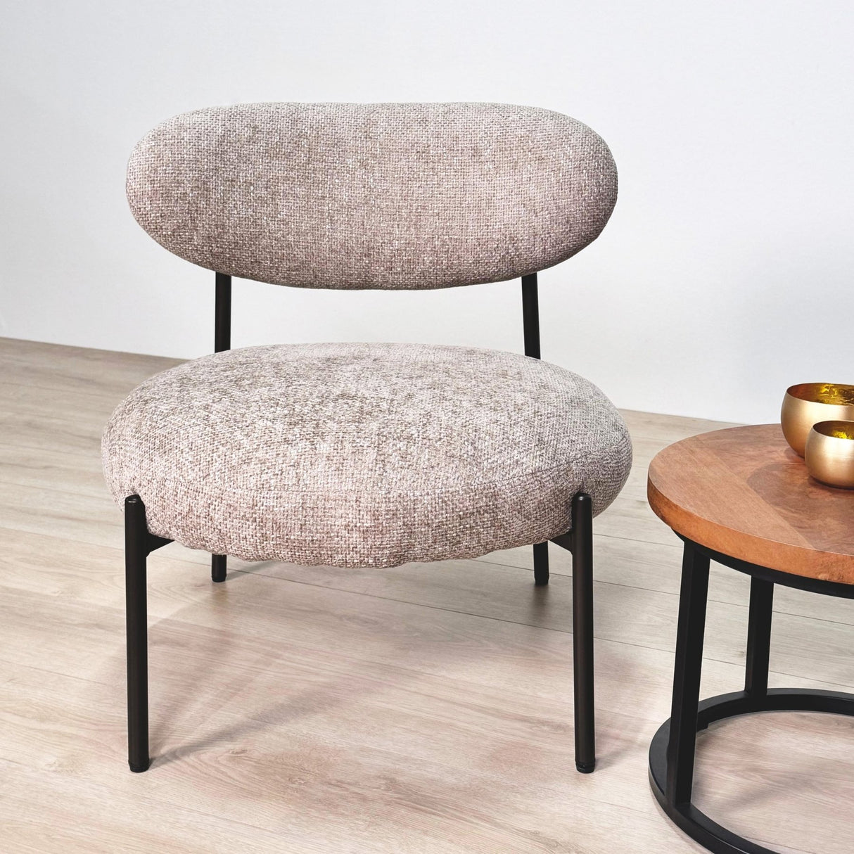Fauteuil Nova Rond – Tissu couleur sable