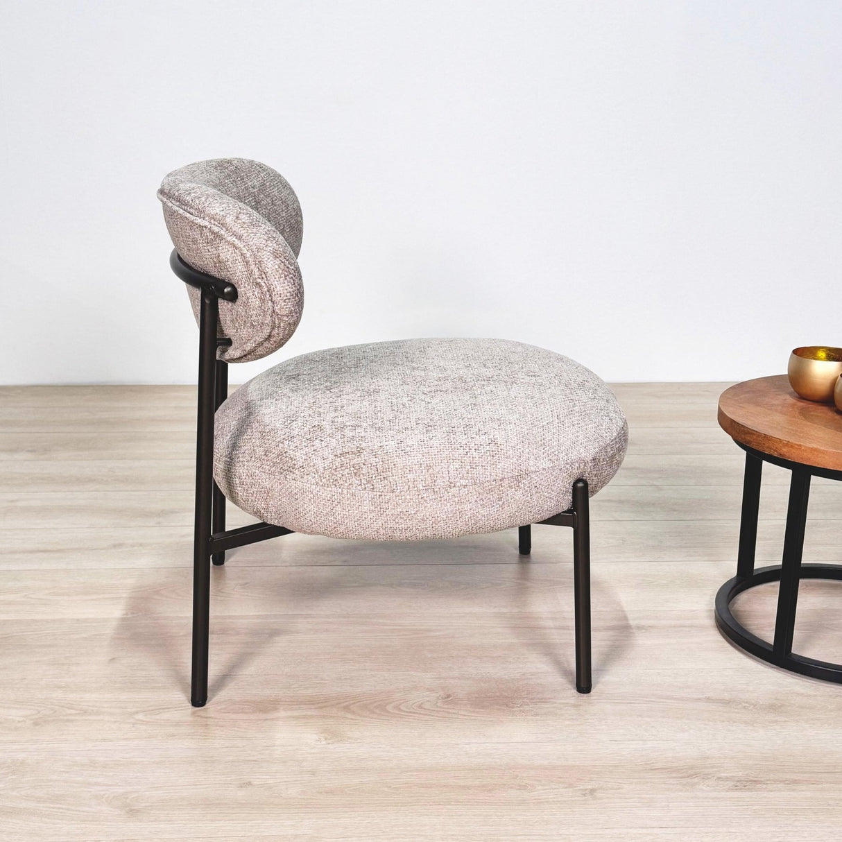 Fauteuil Nova Rond – Tissu couleur sable