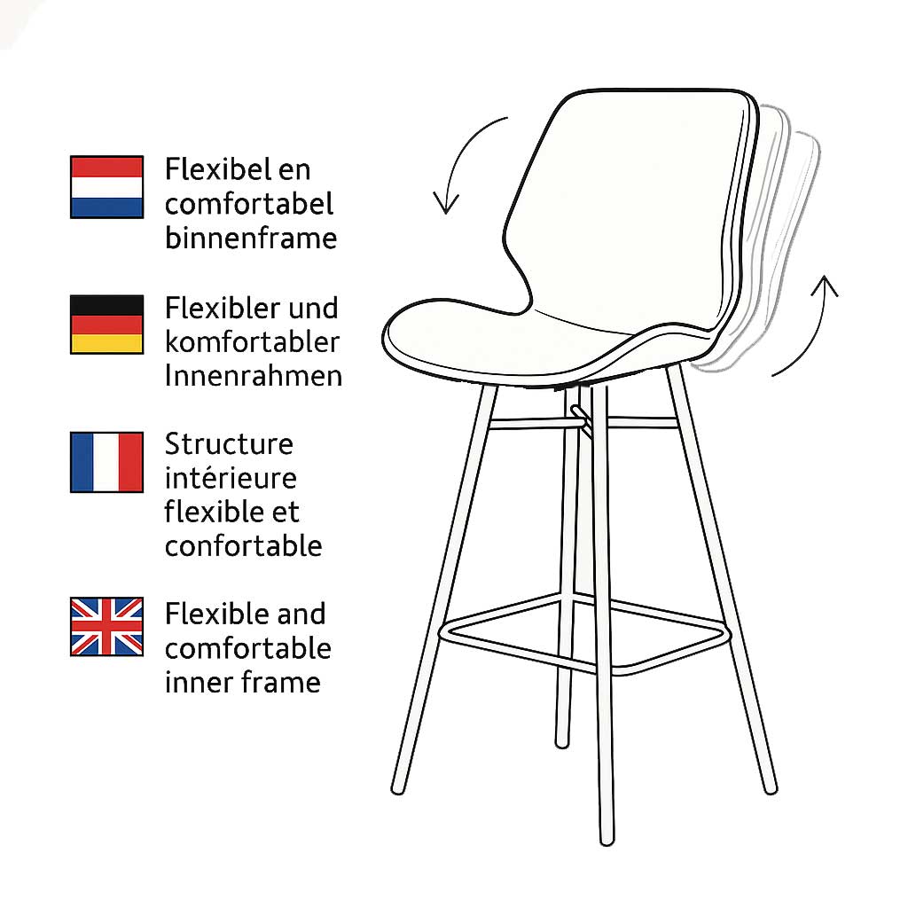 Beau Industriële Barkruk Taupe Kunstleer – 67 cm Zithoogte - Zonder Armleuningen