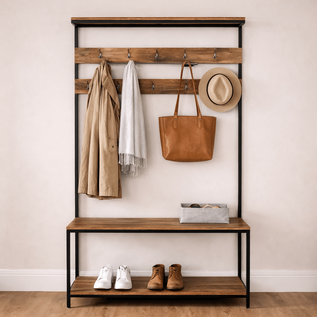 Meuble de rangement Porte-manteau Naturel Gorne