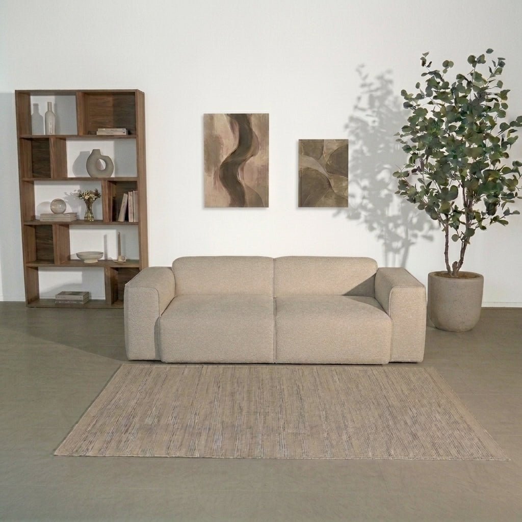 Banken-3-zits bank beige chenille bouclé - 240x98 cm - Jaylen-Dimehouse