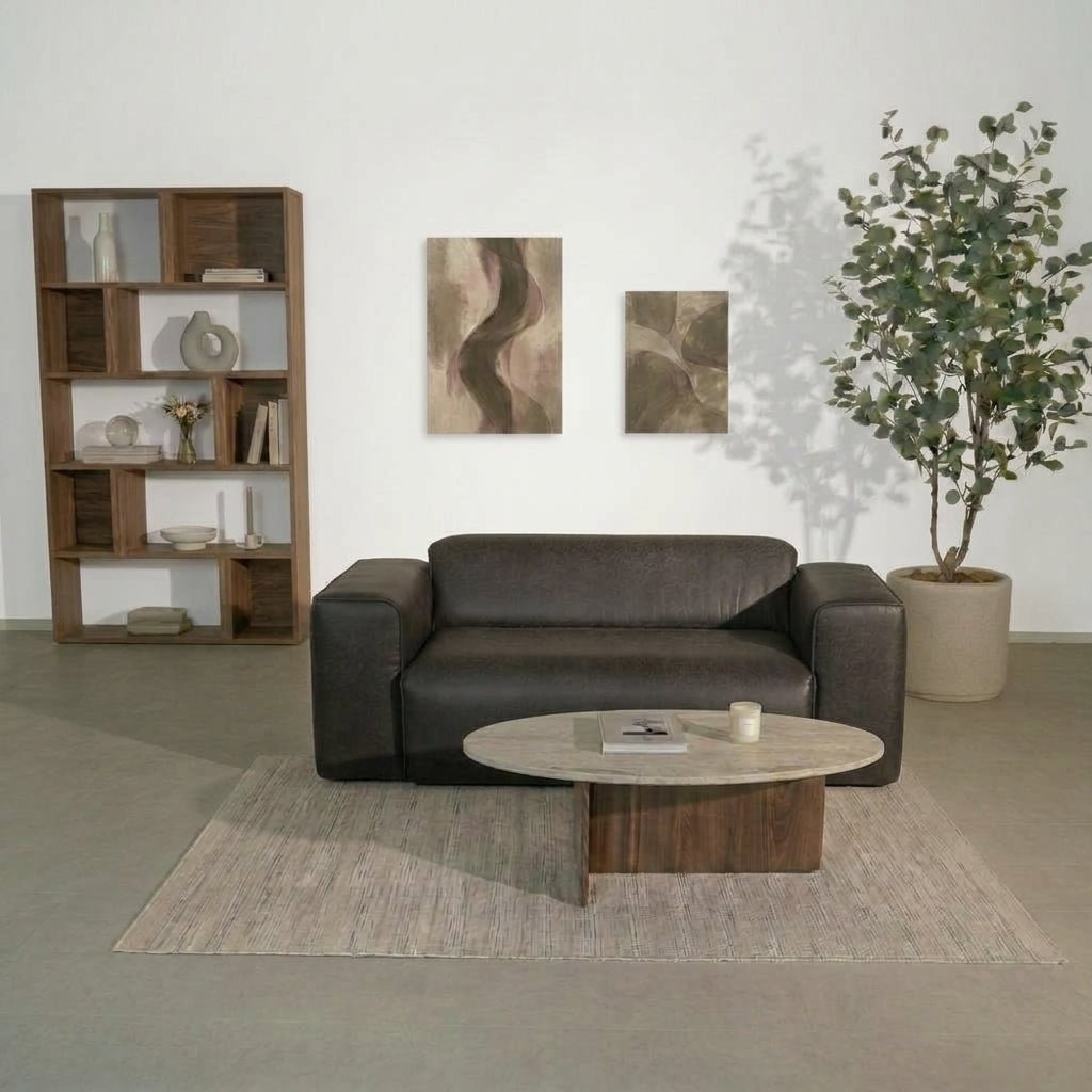Banken-2-zits bank antraciet ecoleer - 186x98 cm - Jaylen-Dimehouse