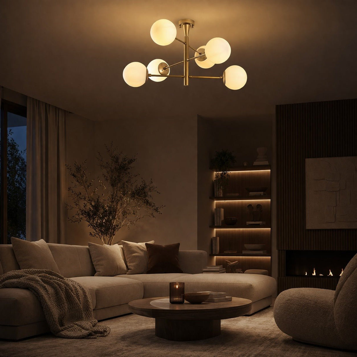 Hanglamp 6-lichts Goud Metaal - 75 x 75 cm - Lustre