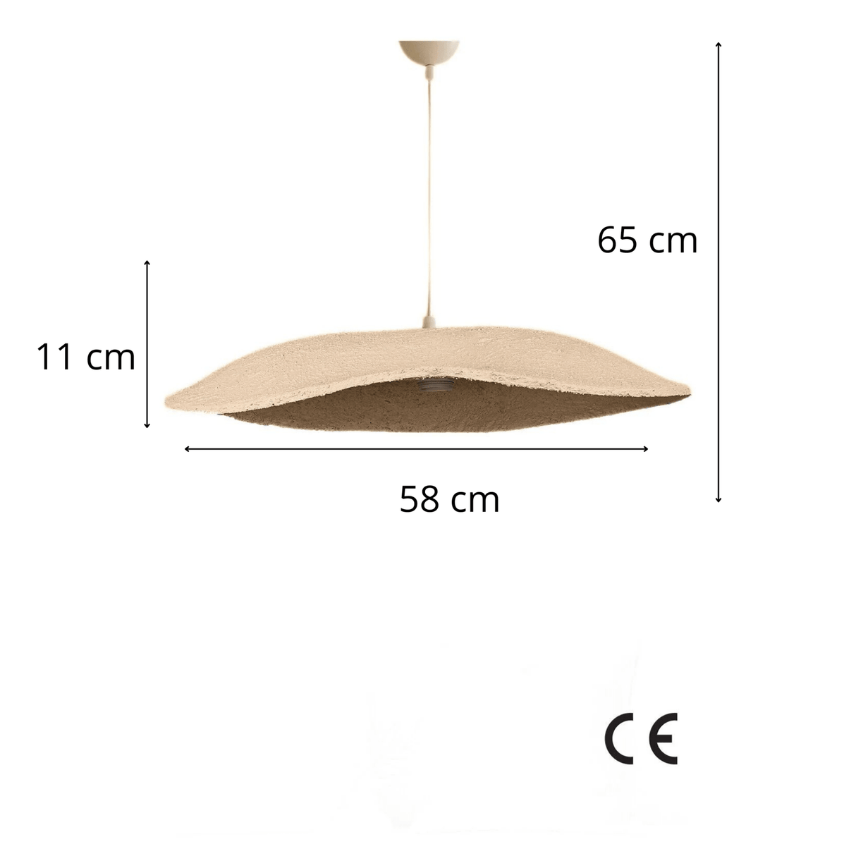 Hanglampen - Hanglamp beige carbon betonnen kap - robuust - 58 cm - Flowing - Dimehouse
