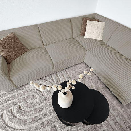 Canapé d'angle beige en tissu côtelé super doux Gavi - droit