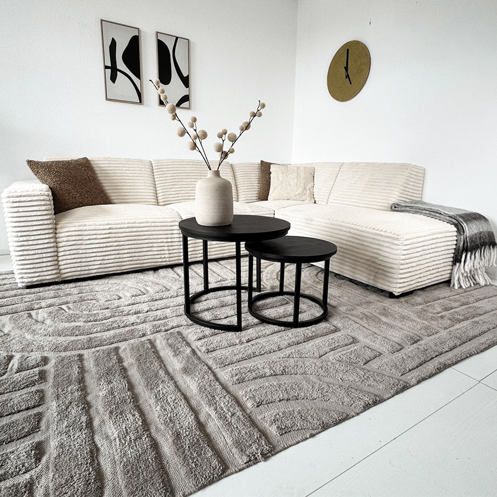 Canapé d'angle crème en tissu côtelé super doux Gavi - droit