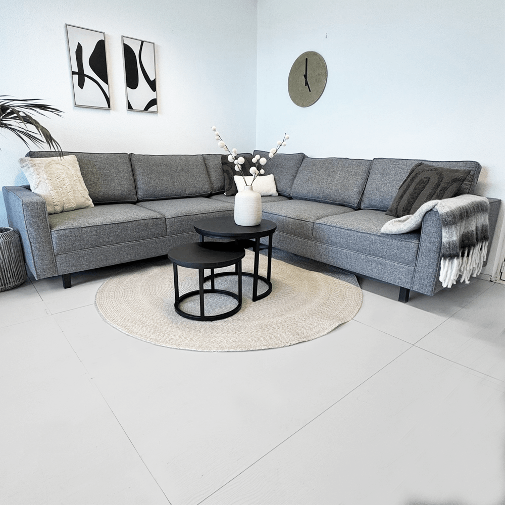 Hoekbank Kale Stof Grijs - vijf persoons