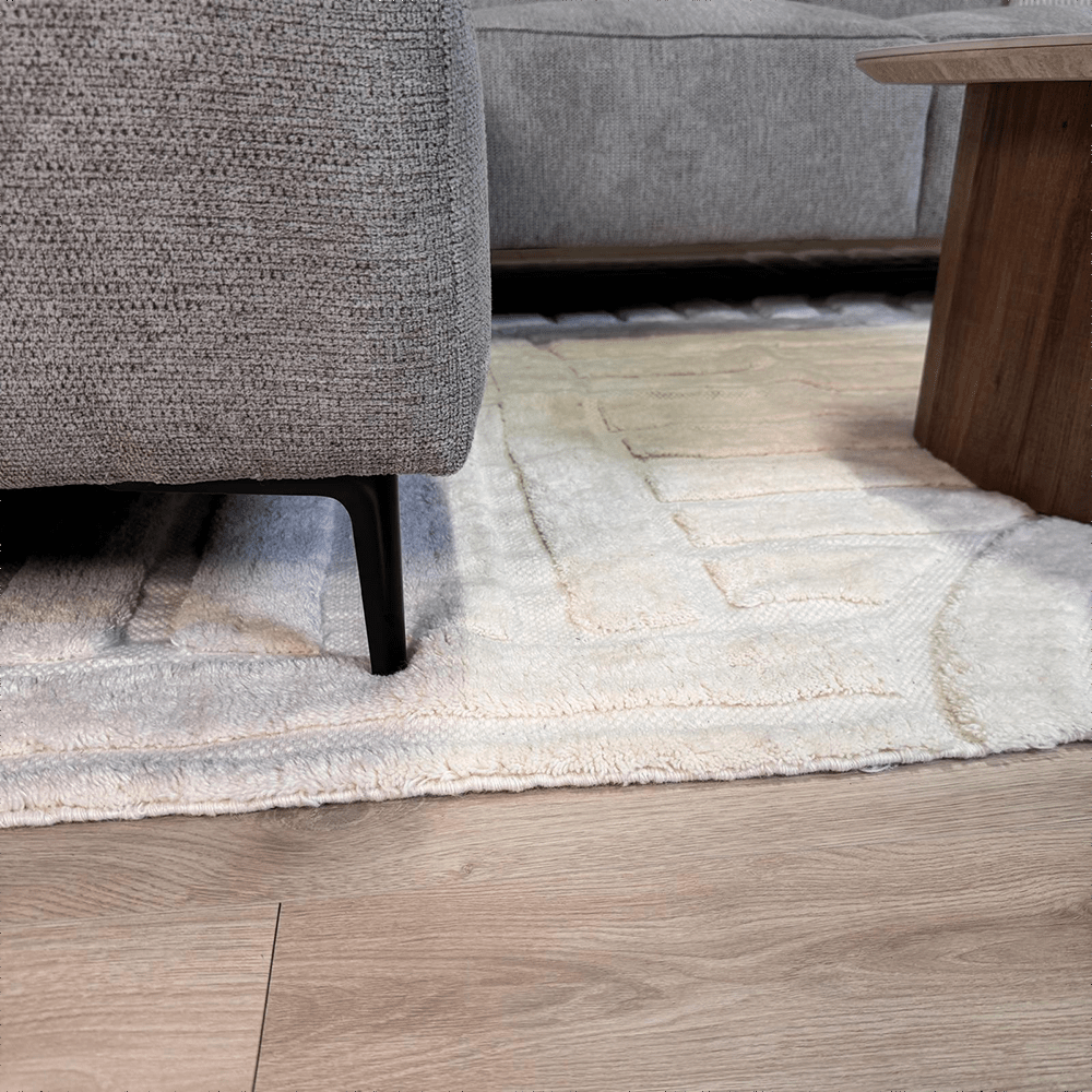 Canapé d'angle taupe en chenille tissée Ravi – droit