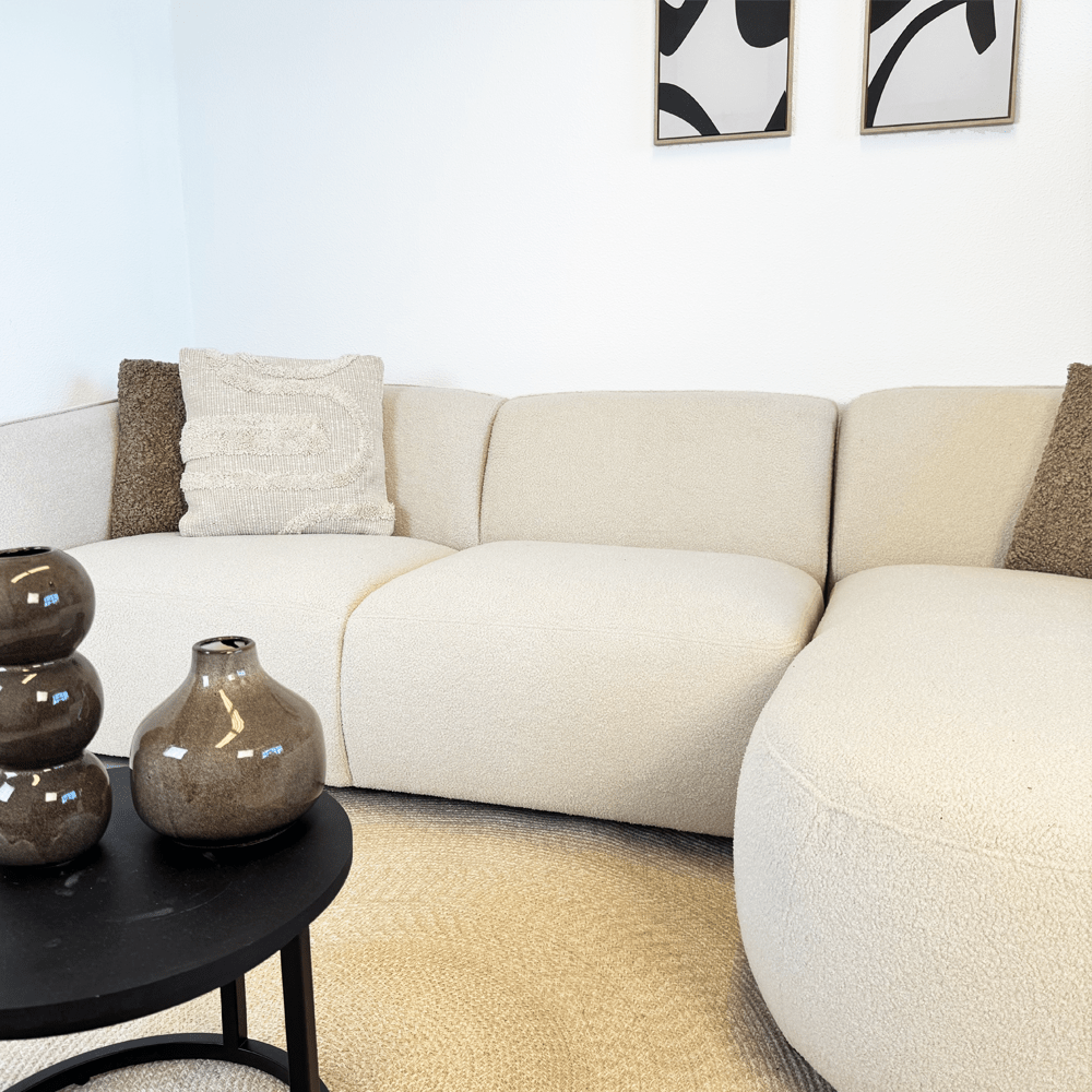 Hoekbank organische vorm crème bouclé Sophie - rechts