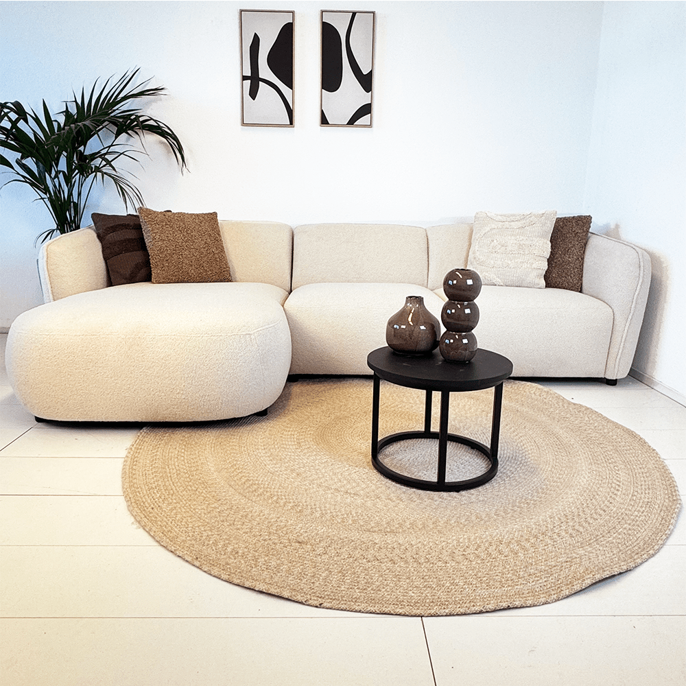 Hoekbank organische vorm crème bouclé Sophie - links