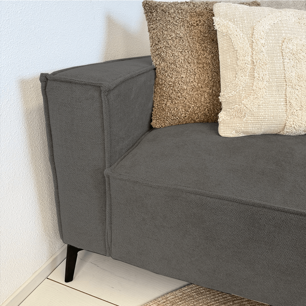 3-zits losse dikke rugkussens antraciet chenille Yara