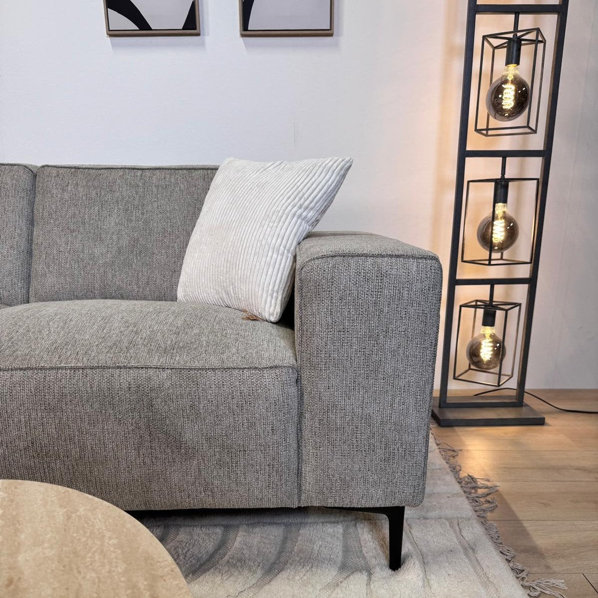 Hoekbank grijs chenille gemêleerd Ravi – Links