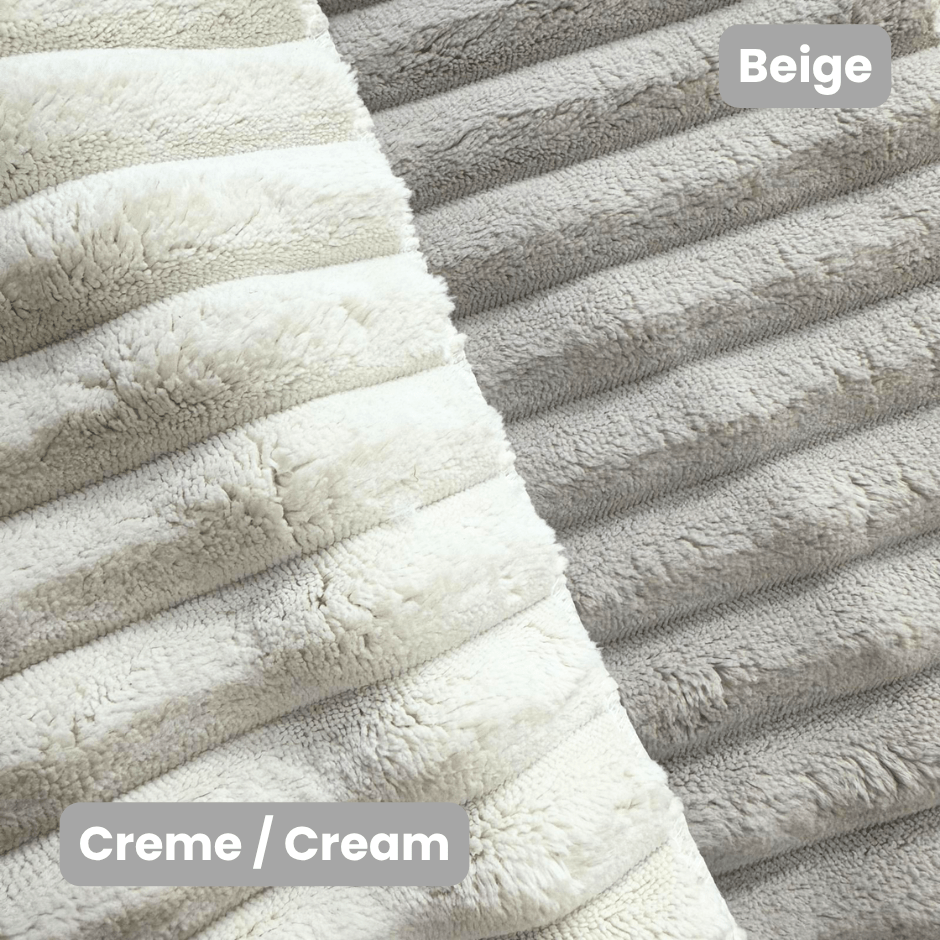 Hoekbank beige super zachte ribstof Gavi - links