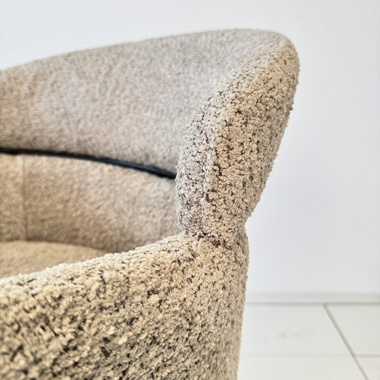 Chaise de salle à manger Bouclé Beige - Japandi - formes rondes - Lola