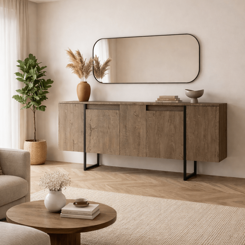 Commode moderne en noyer de luxe 160 x 80 x 35 cm - Cadre noir