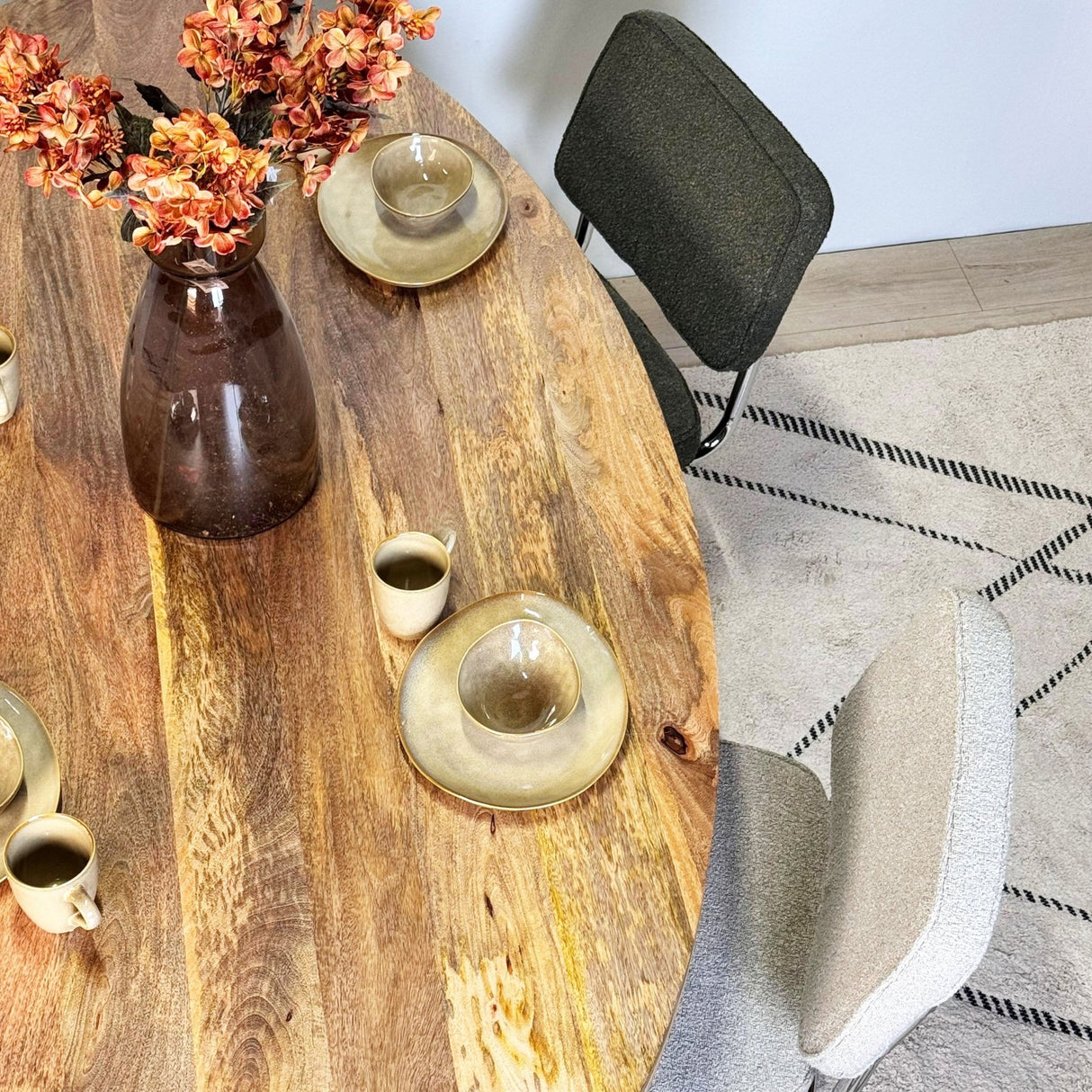 Moderne Eetkamerstoel Groen Bouclé Stof Sway - Chrome Frame - Zonder Armleuningen