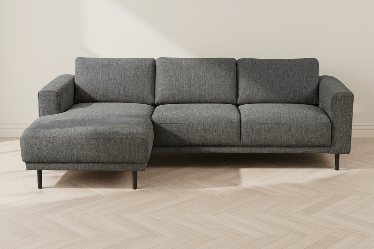 Canapé d'angle moderne avec Méridienne Tissu Anthracite Aniko gauche 238x142x78 cm