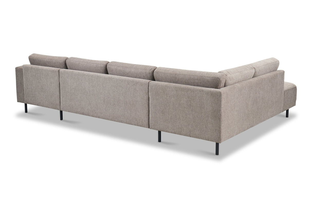 Moderne U-Bank Hoekbank Links Taupe Stof Aniko 310x197x78 cm