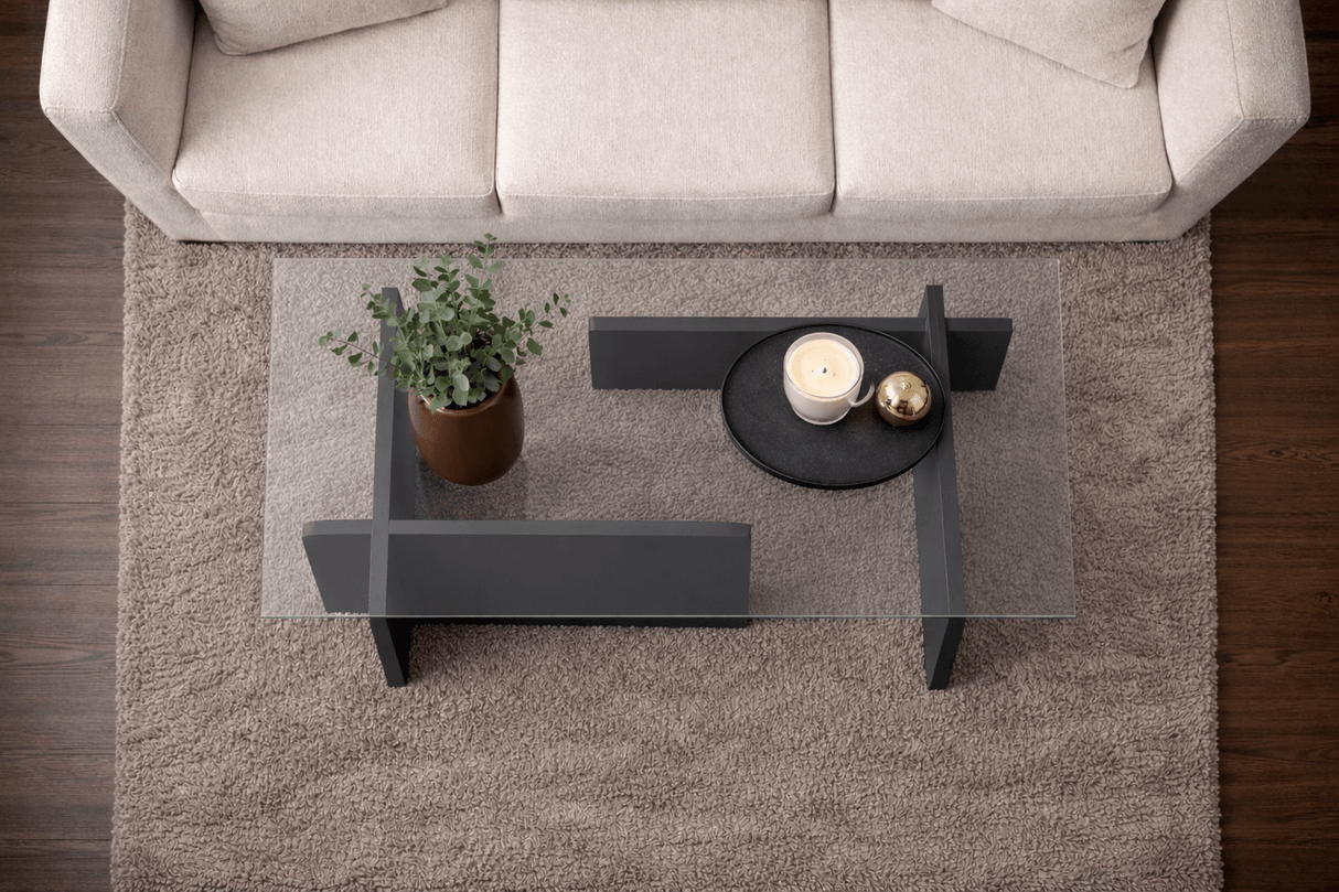 Salontafel Glas Antraciet Opal 105x65 cm