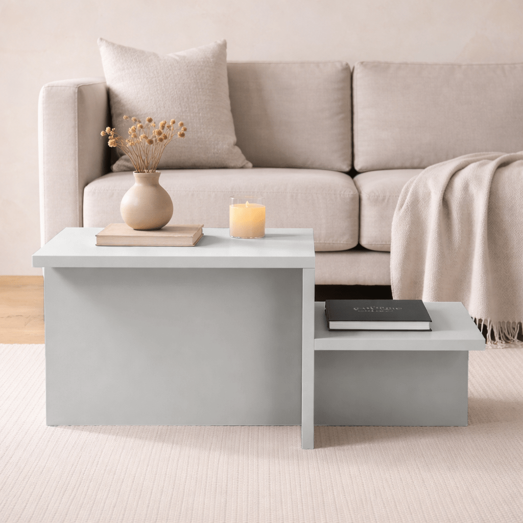 Salontafels - Salontafel Grijs Melamine - 80 x 40 cm - Eterna - Dimehouse