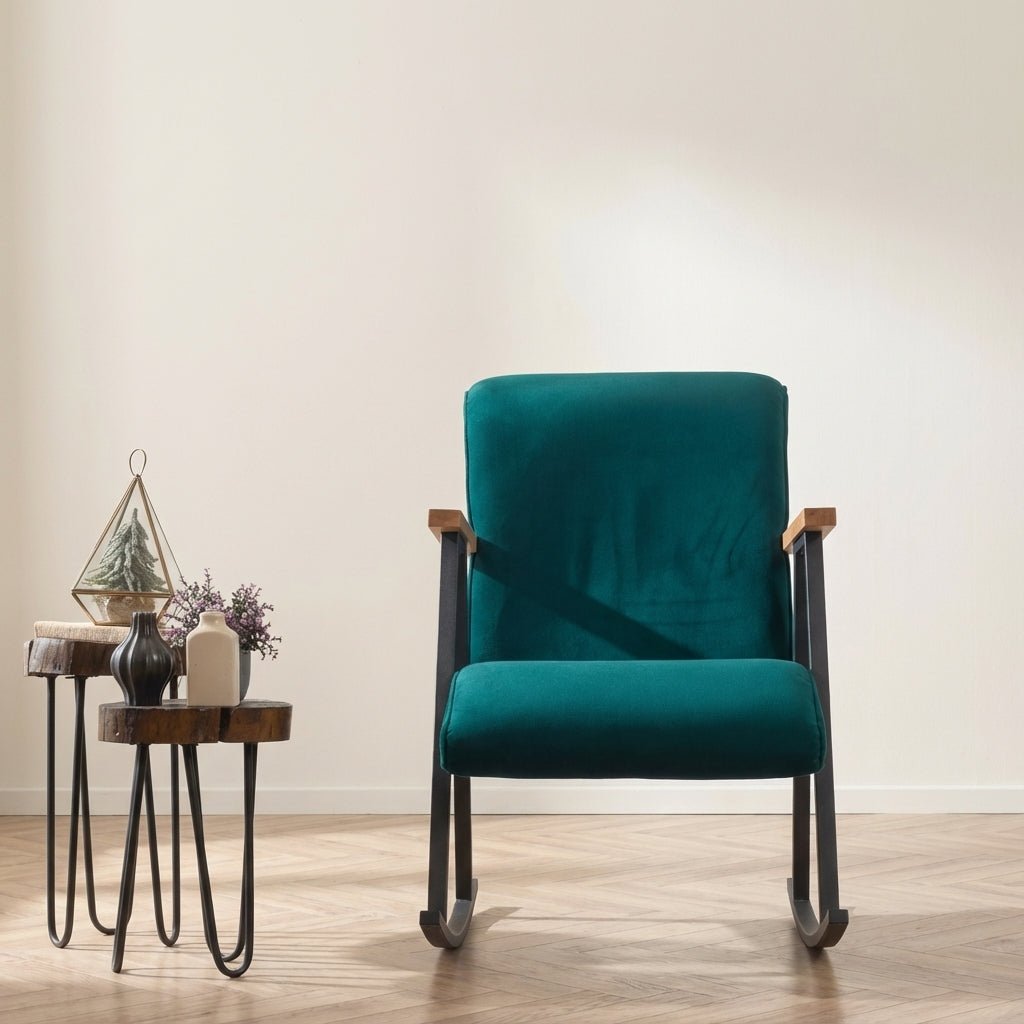 Schommelstoel Yoka Petrol Blauw sfeerfoto in modern interieur