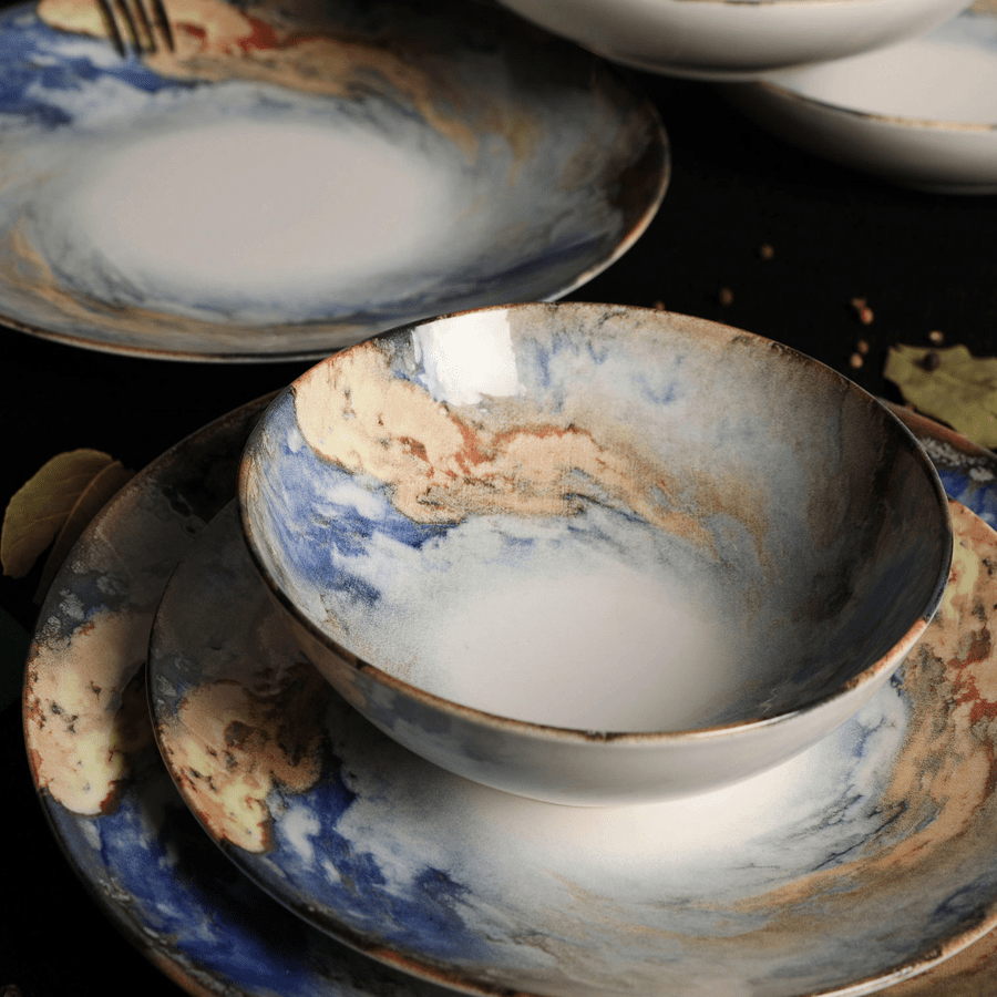 Servies set porselein - 24 delig - Kosmisch blauw - Cosmic