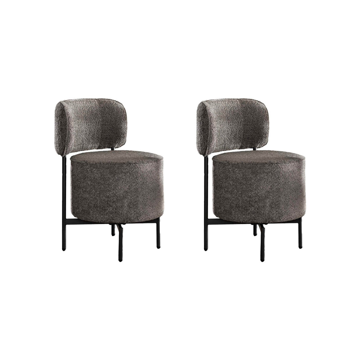Set van 2 eetkamerstoelen Dante bouclé grijs draaibaar