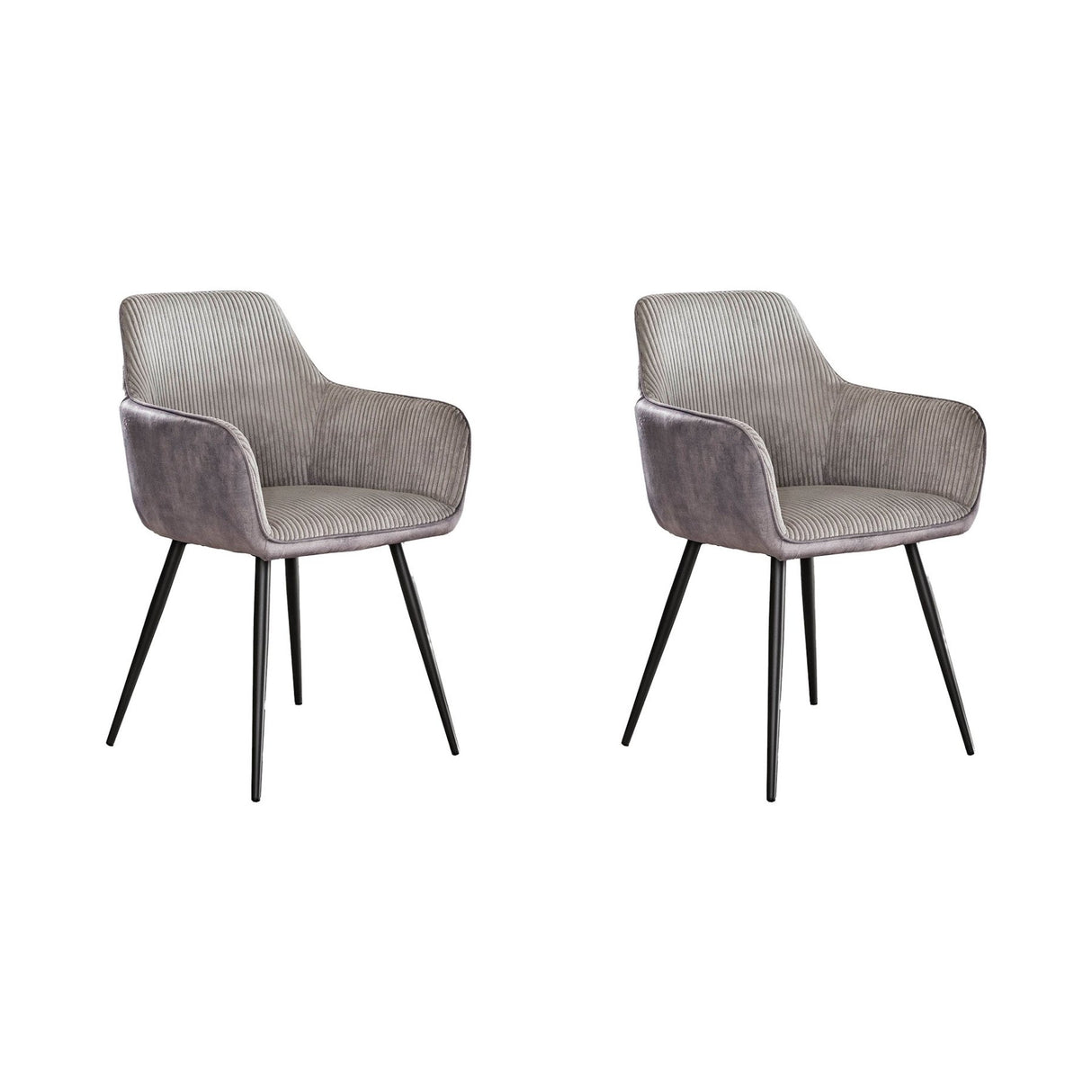Ensemble de 2 chaises de salle à manger Rivo Rib Rock Argent