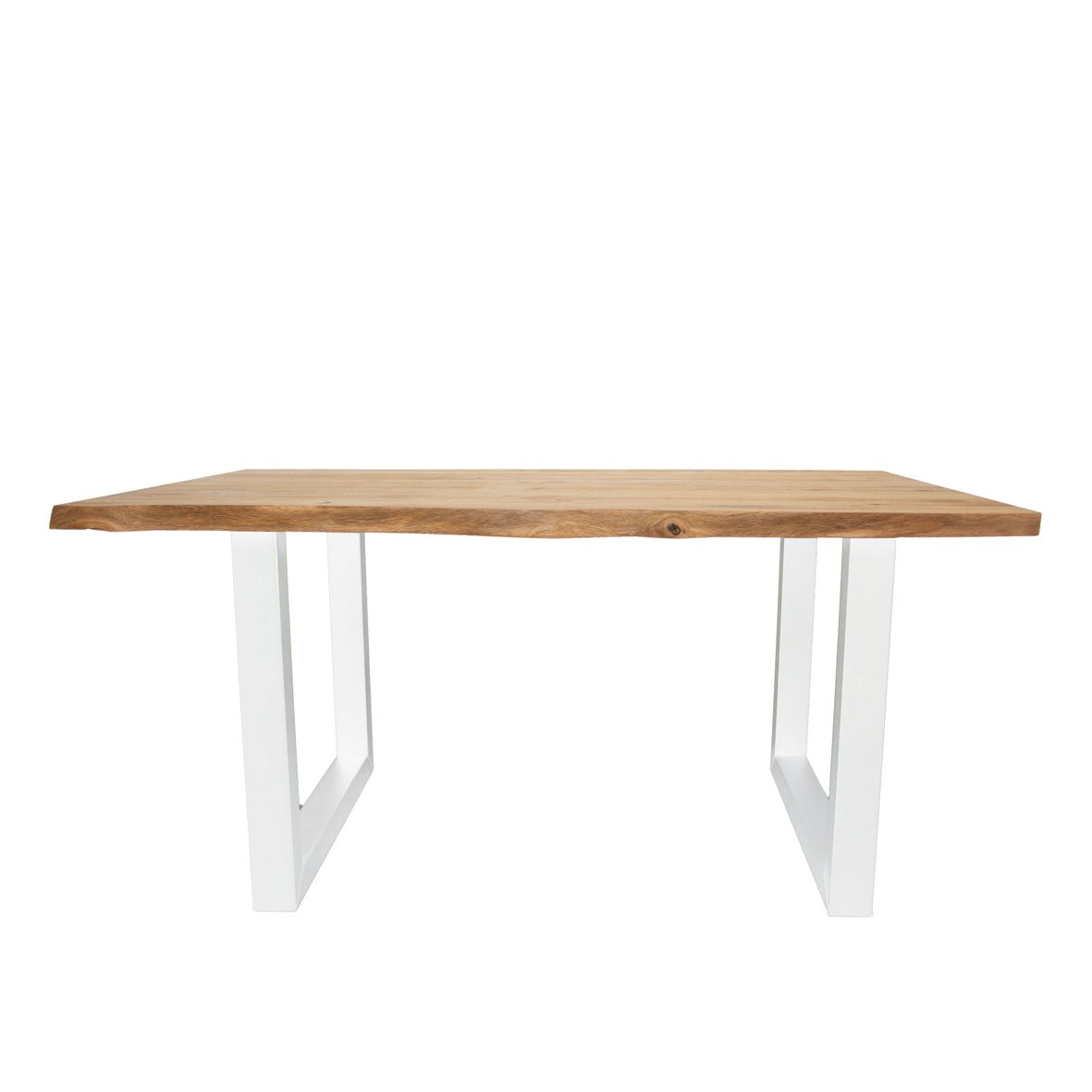 Table à manger Revi en chêne - Forme de tronc d'arbre - Pied en U blanc