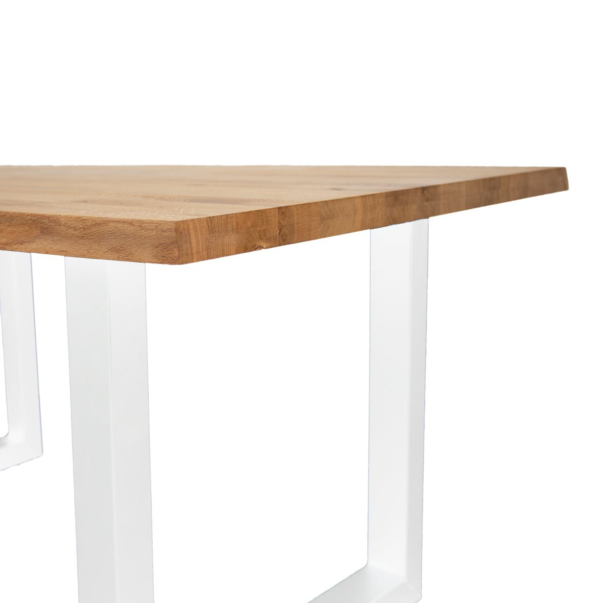 Table à manger Revi en chêne - Forme de tronc d'arbre - Pied en U blanc