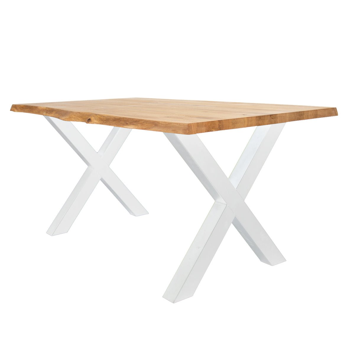 Eettafel Revi Eikenhout - Boomstamvorm - Witte X-poot