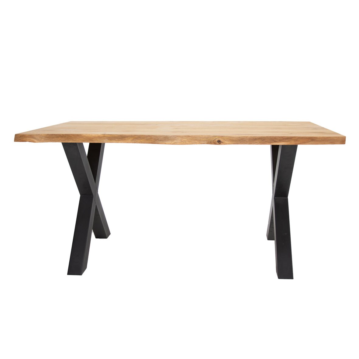 Eettafel Revi Eikenhout - Boomstamvorm - Zwarte X-poot