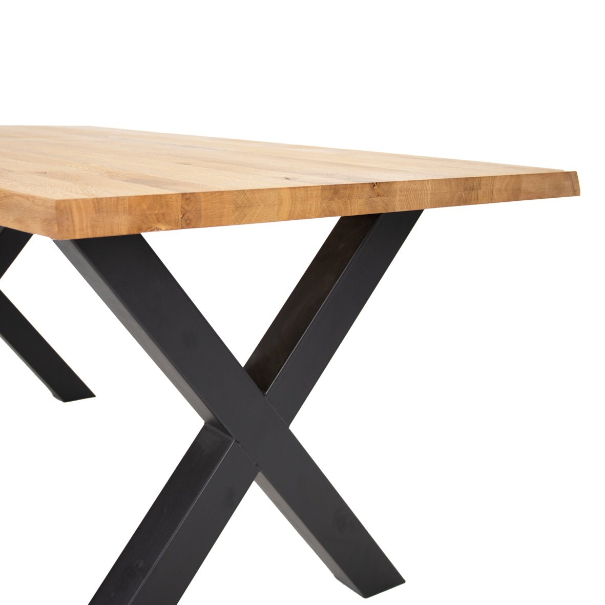 Eettafel Revi Eikenhout - Boomstamvorm - Zwarte X-poot