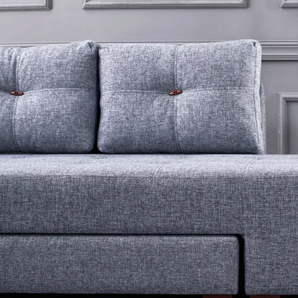 Canapé lit tissu bleu clair - XL 280x206 cm - à roulettes - Droite - Manama