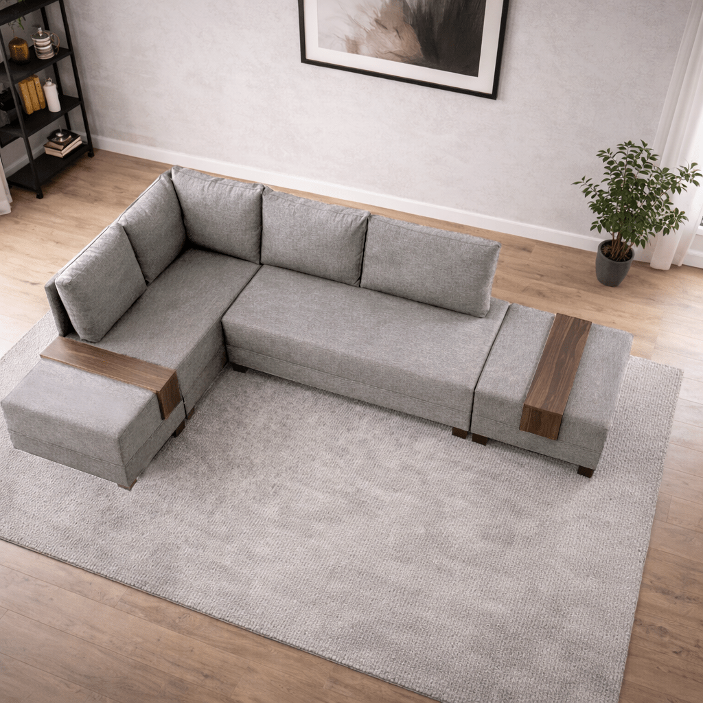 Banken - Slaapbank champagne stof - XXL 280 x 210 - Links - Fly - Dimehouse