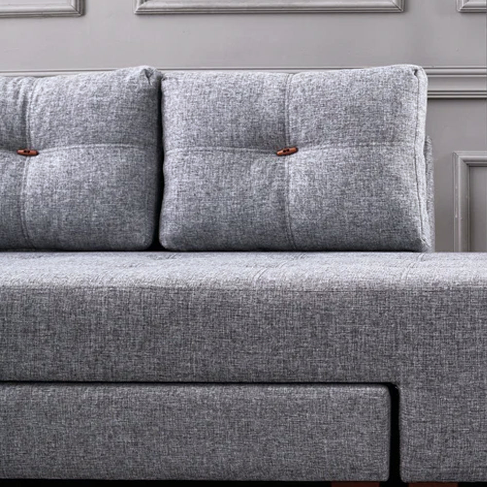 Canapé lit tissu gris - XL 280x206 cm - à roulettes - Gauche - Manama
