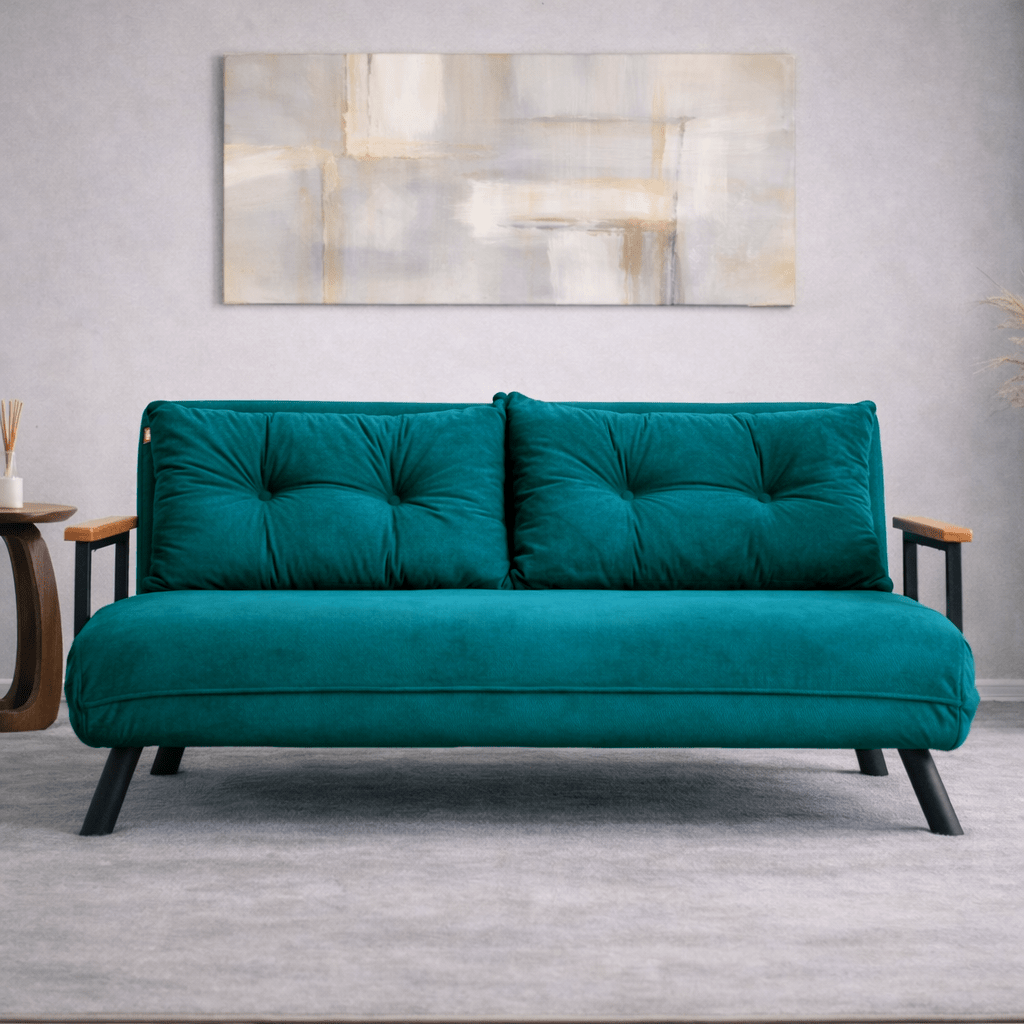 Banken - Slaapbank petrol blauw stof 2 - zits - Sando - Dimehouse