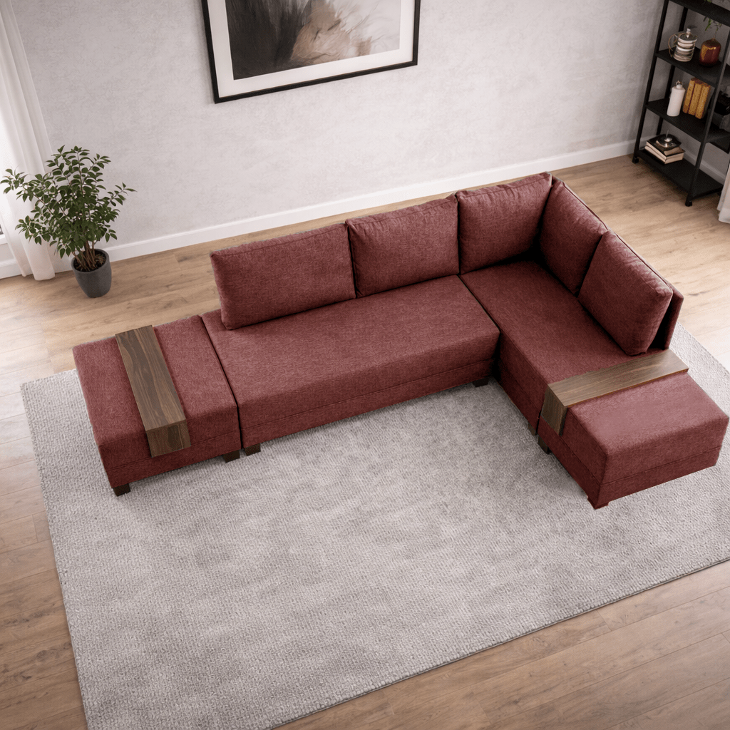 Canapé lit tissu rouge - XXL 280 x 210 - Droite - Fly
