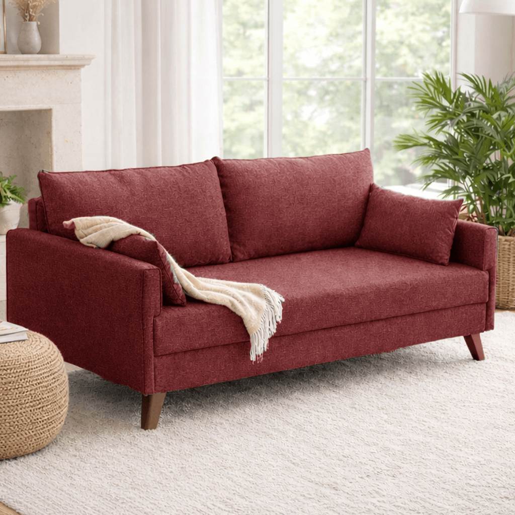 Banken - Slaapbank rood stof 3 - zits - Bella - Dimehouse