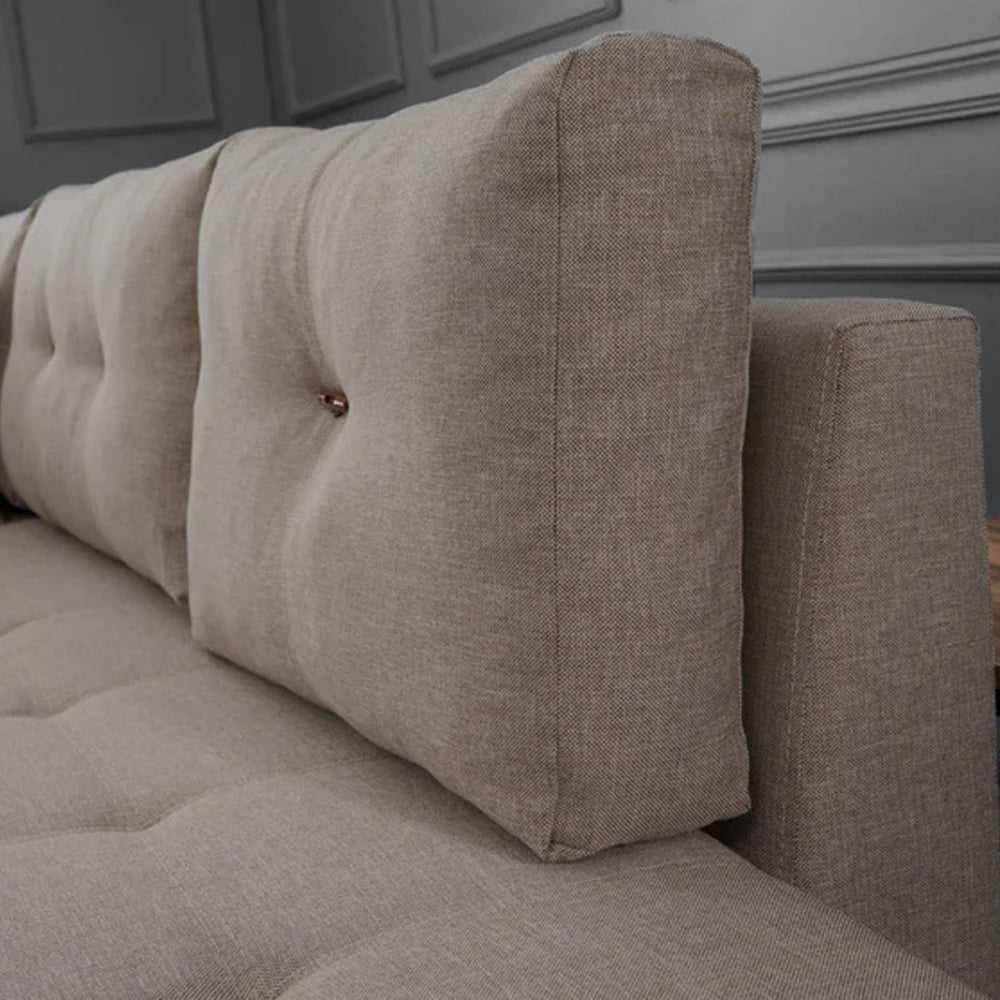 Canapé lit tissu taupe - XL 280x206 cm - à roulettes - Droite - Manama