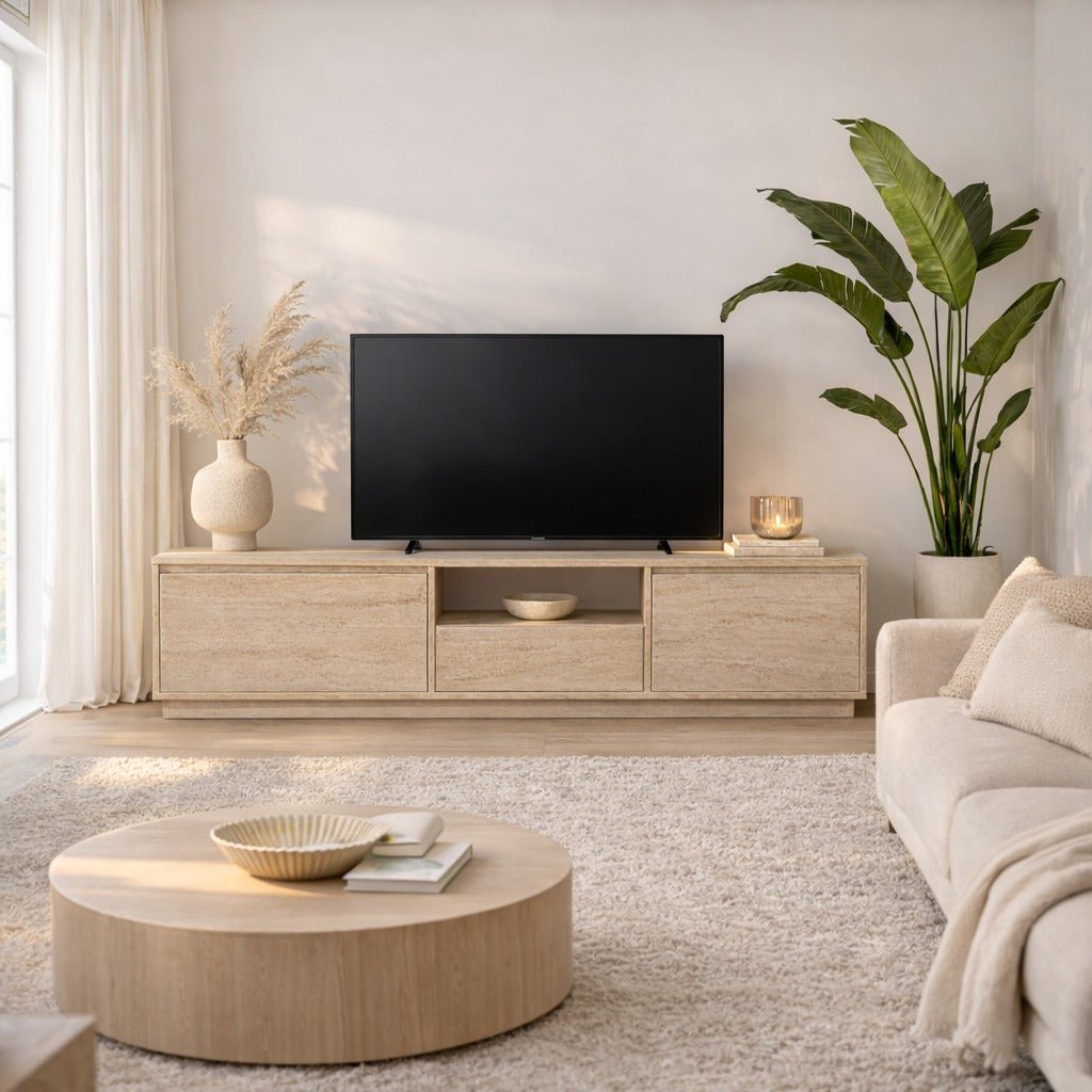 Meuble TV Beige en Mélamine Flare 42x160x29,5 cm