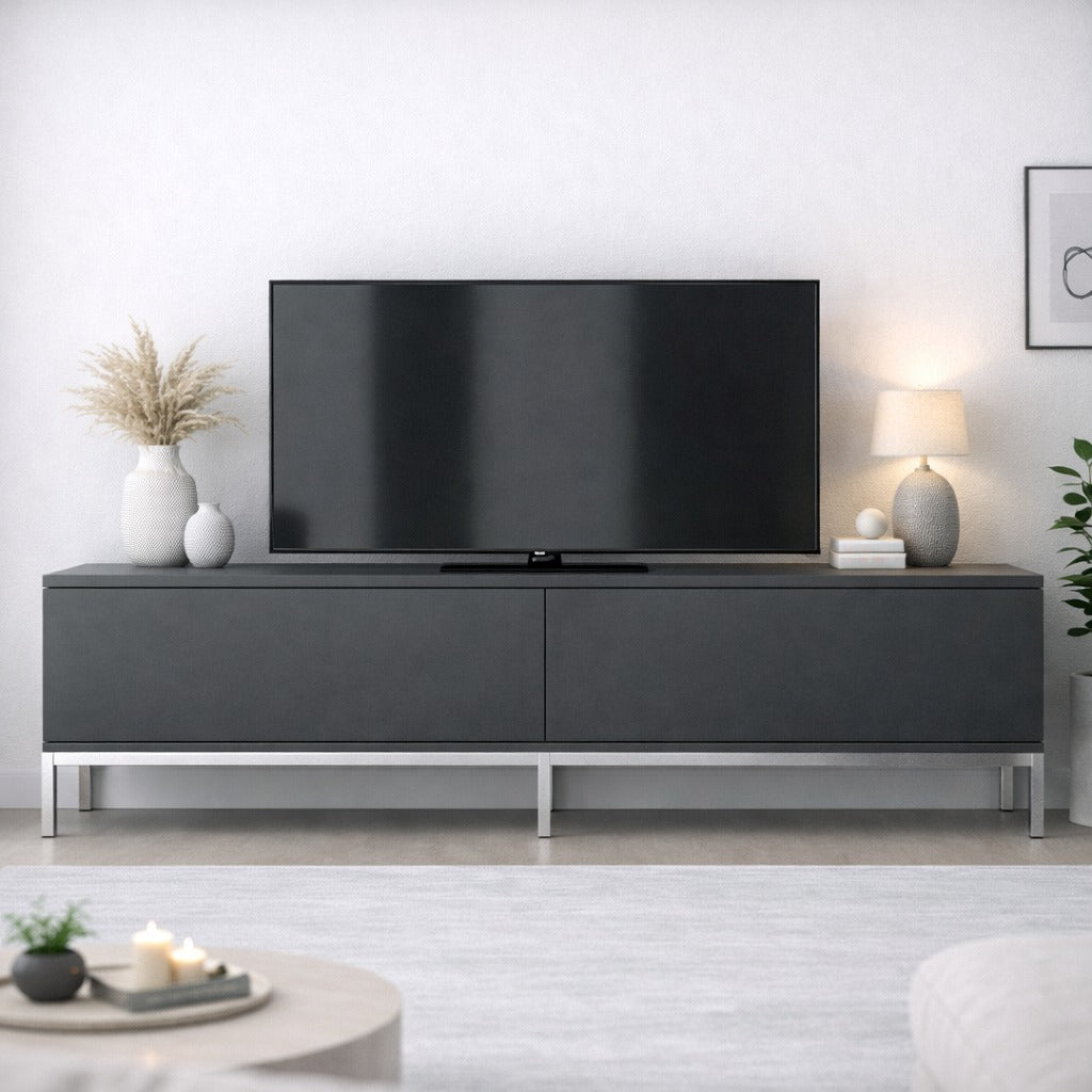 Meubles de télévision Lord Anthracite Silver Mélamine 180x47x30 cm