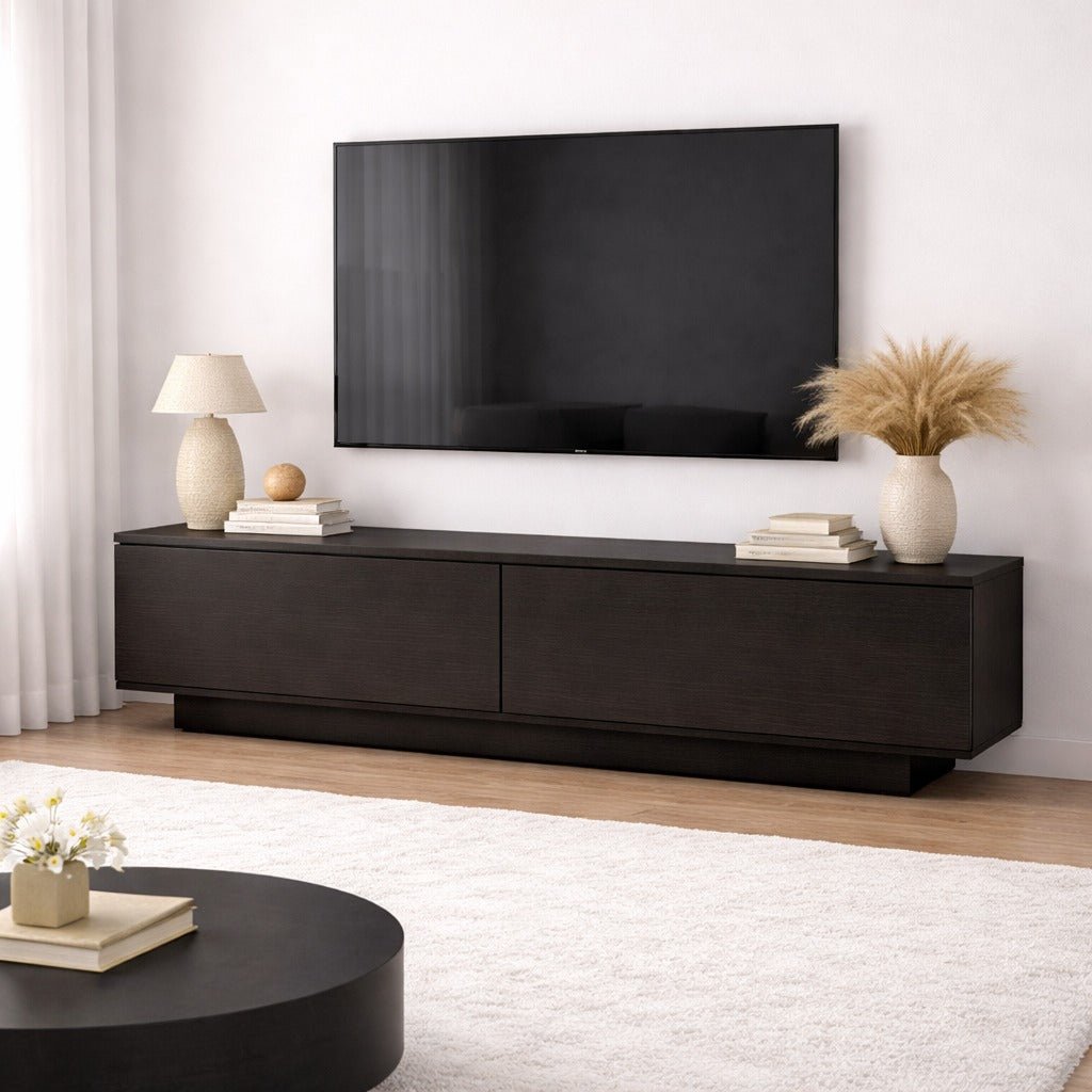 Meubles de télévision Merida Black Mélamine 140x38.2x35,5 cm